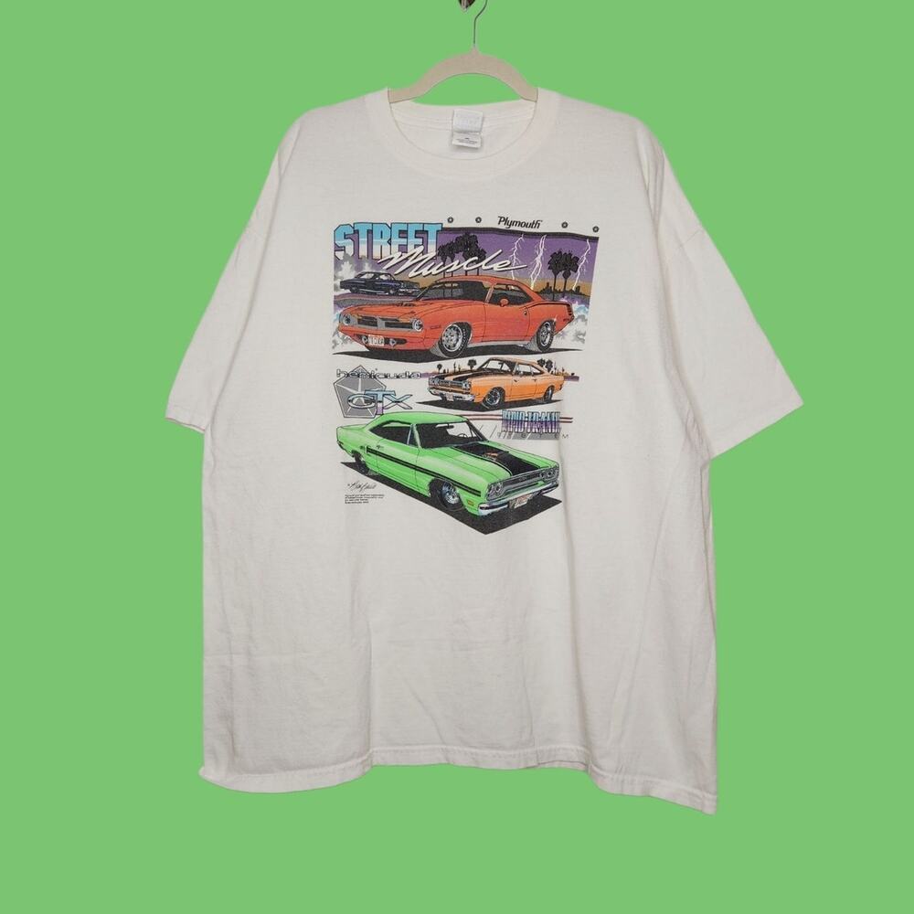 Vintage Plymouth Cars Street Muscle Art Double Sided 90s Auto 2XL Gildan